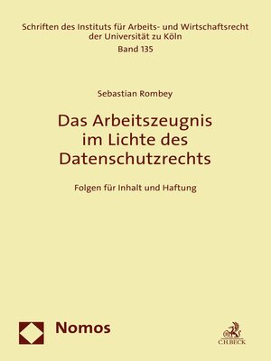 cover image of Das Arbeitszeugnis im Lichte des Datenschutzrechts
